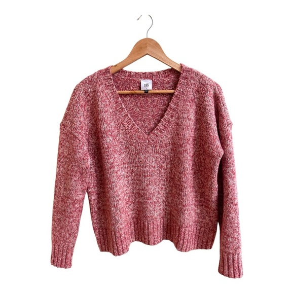CAbi 4411 Red V Neck Liftoff Pullover Sweater Long Sleeve Womens Size S - Picture 1 of 14